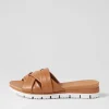 Liike Dark Tan Leather Slides
