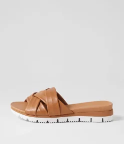 Liike Dark Tan Leather Slides