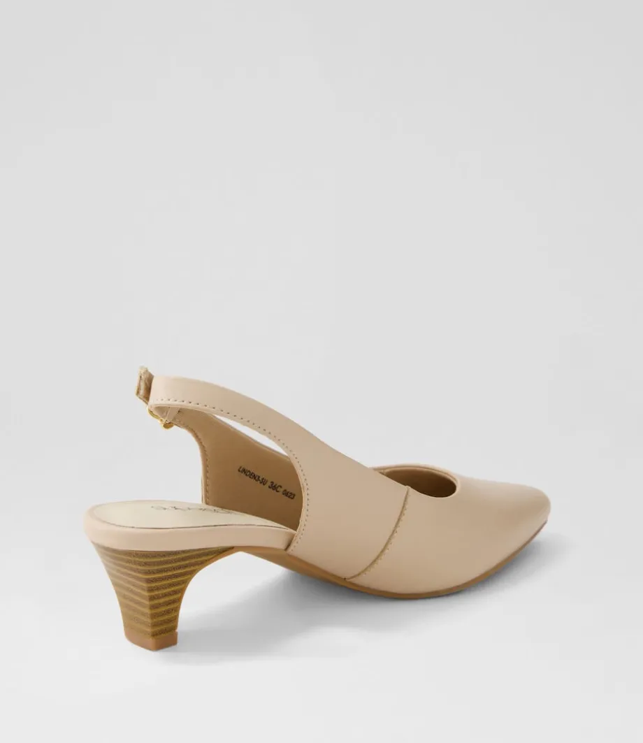 Linden3 Nude Leather Heels