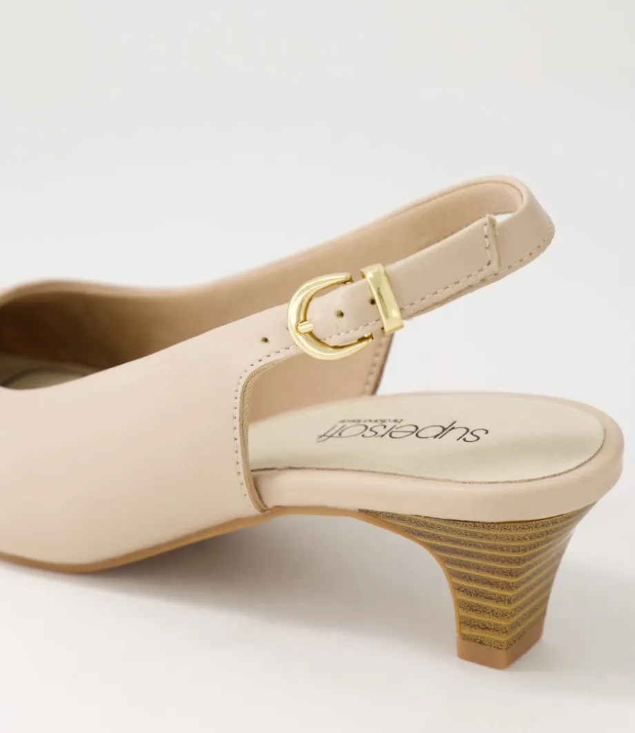 Linden3 Nude Leather Heels