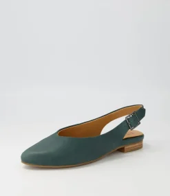 Lisa W Dark Emerald Leather Flat Shoes