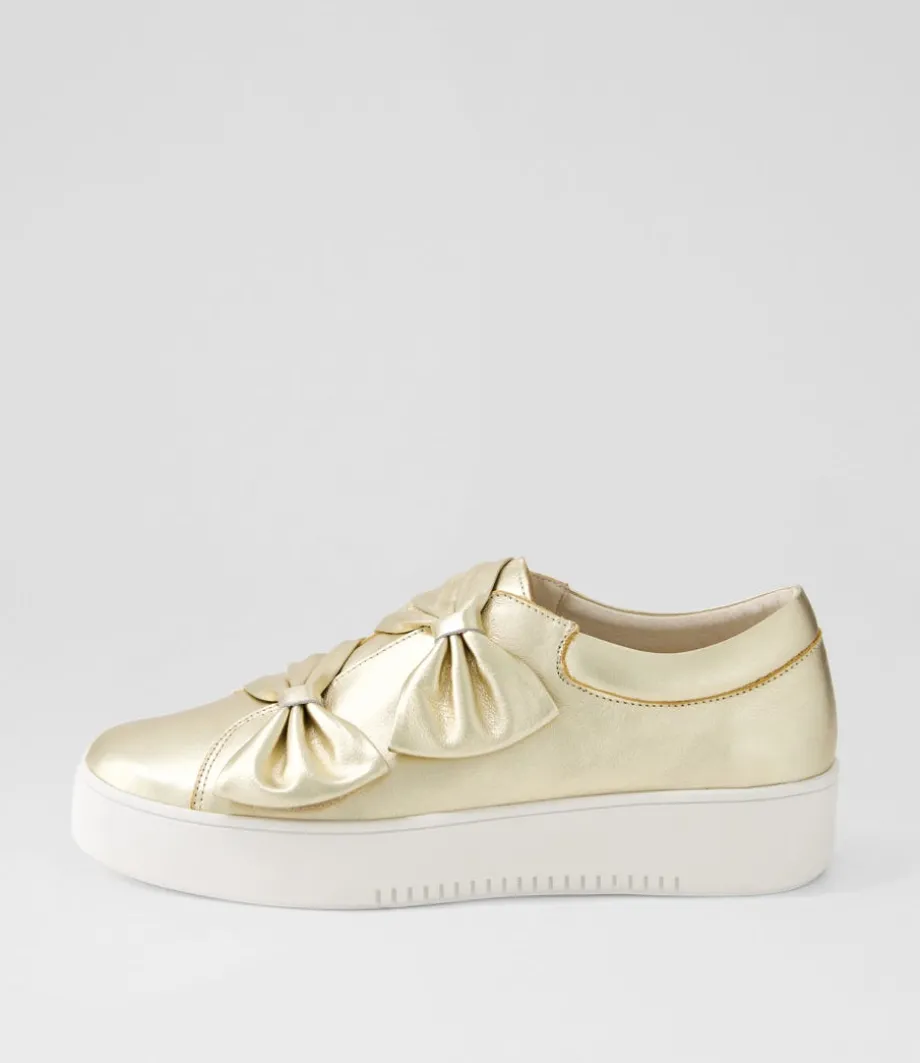 Loja Pale Gold Shine Leather Sneakers