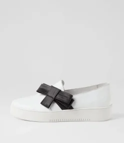 Lokki White Black Satin Leather Sneakers