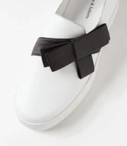 Lokki White Black Satin Leather Sneakers