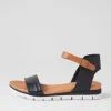 Londona Navy Dark Tan Leather Sandals