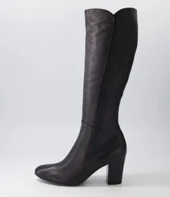 Lonson Black Leather Knee High Boots