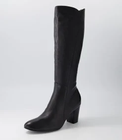 Lonson Black Leather Knee High Boots
