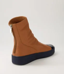Lonzo Navy Scotch Patent Leather Ankle Boots