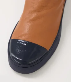 Lonzo Navy Scotch Patent Leather Ankle Boots