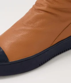 Lonzo Navy Scotch Patent Leather Ankle Boots