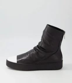 Lonzo White Black Leather Ankle Boots