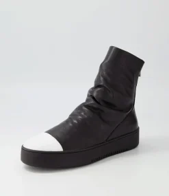 Lonzo White Black Leather Ankle Boots