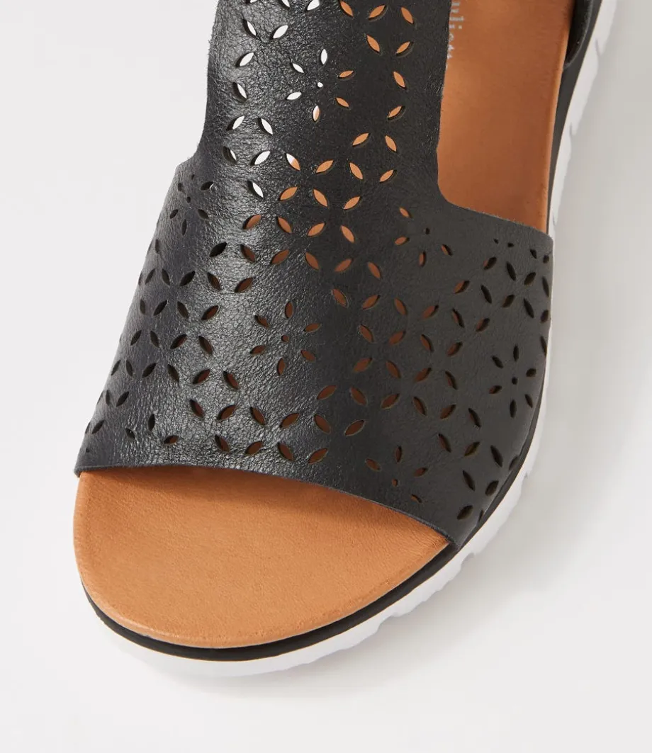 Lopical Black White Leather Sandals