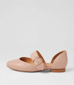 Loraa W Blush Leather Flat Shoes