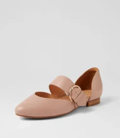 Loraa W Blush Leather Flat Shoes