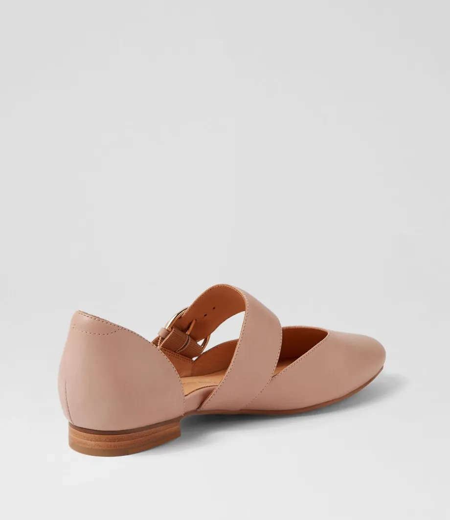 Loraa W Blush Leather Flat Shoes