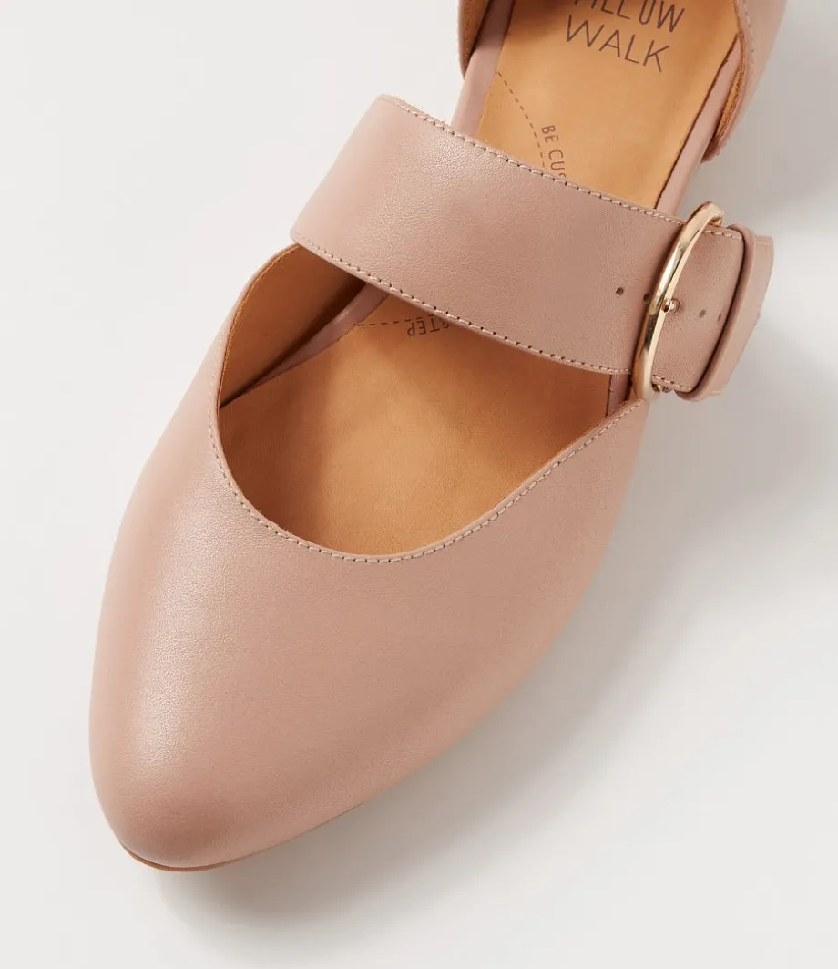 Loraa W Blush Leather Flat Shoes