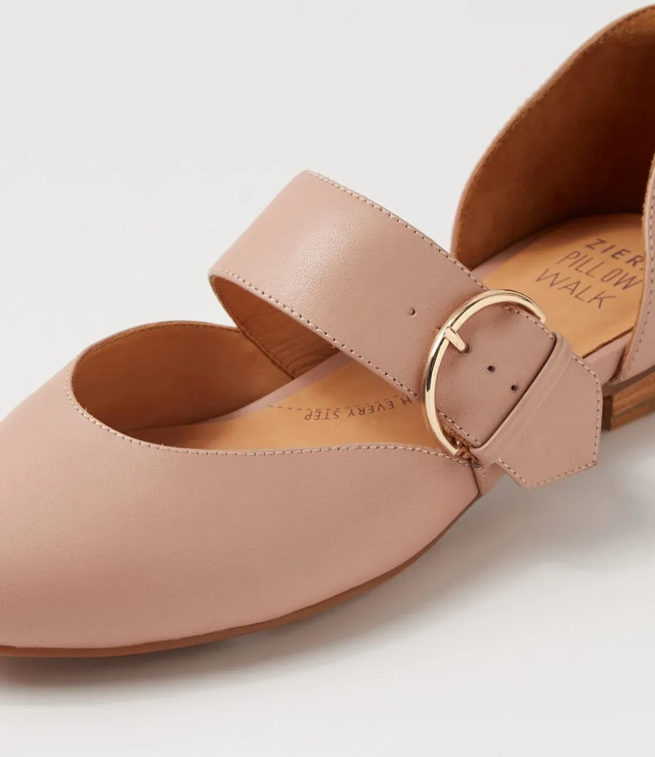 Loraa W Blush Leather Flat Shoes