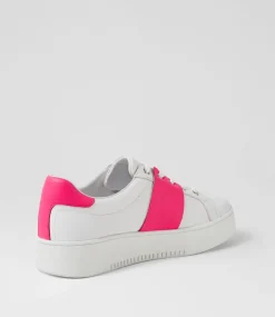 Loredos White Hot Pink Leather Sneakers