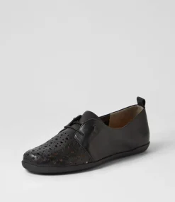 Lothar W Black Leather Lace Up Flats