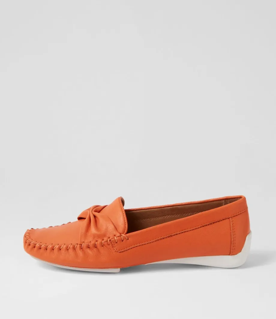 Loukas Bright Orange Leather Loafers