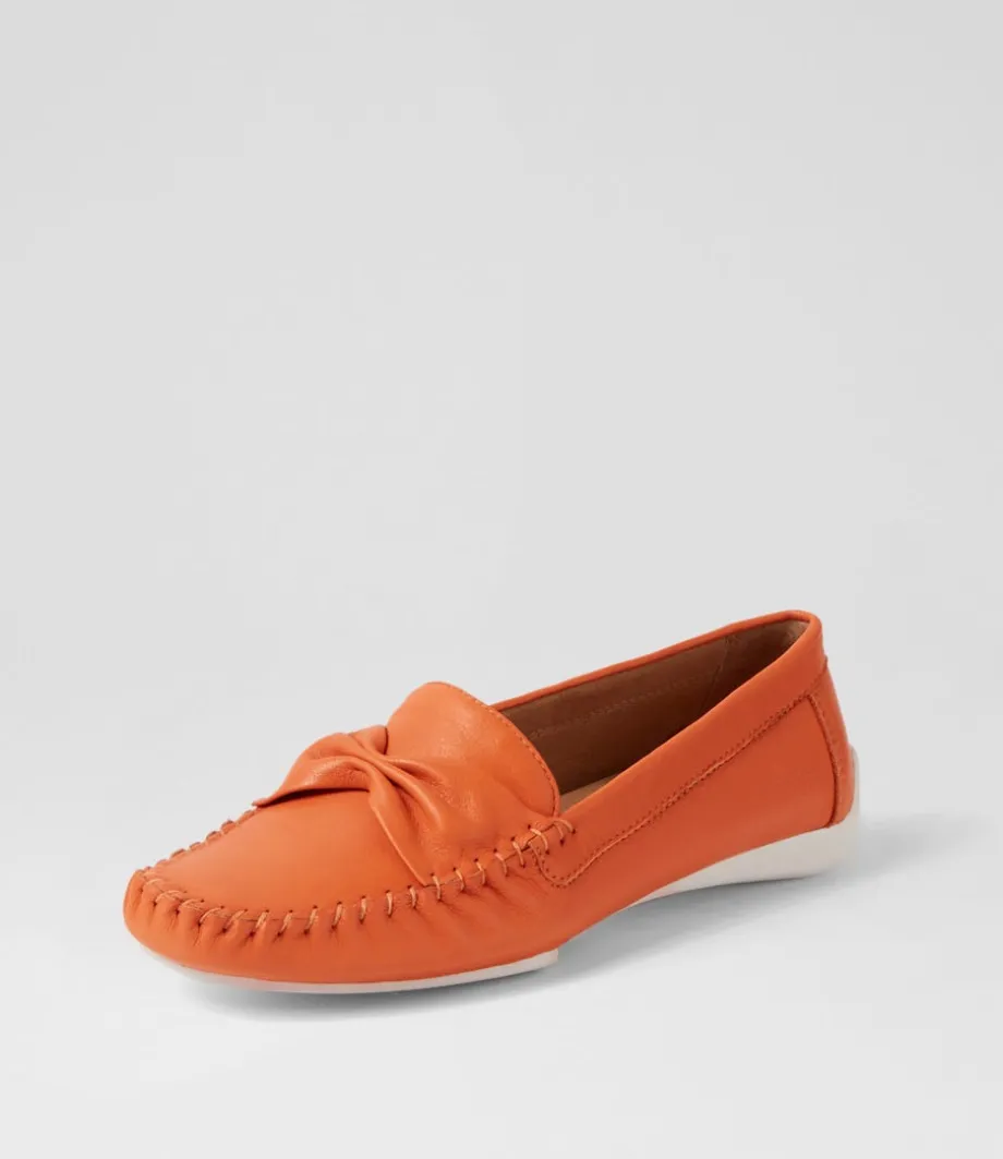 Loukas Bright Orange Leather Loafers