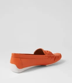 Loukas Bright Orange Leather Loafers