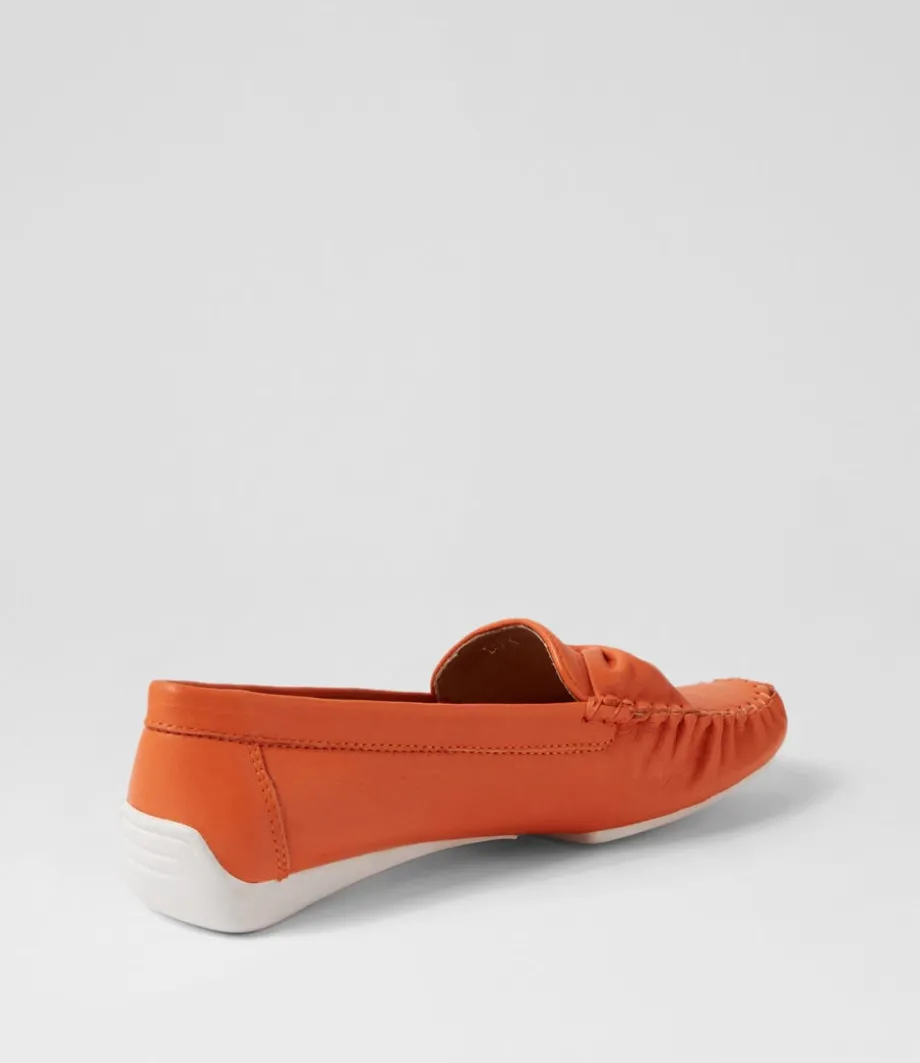 Loukas Bright Orange Leather Loafers