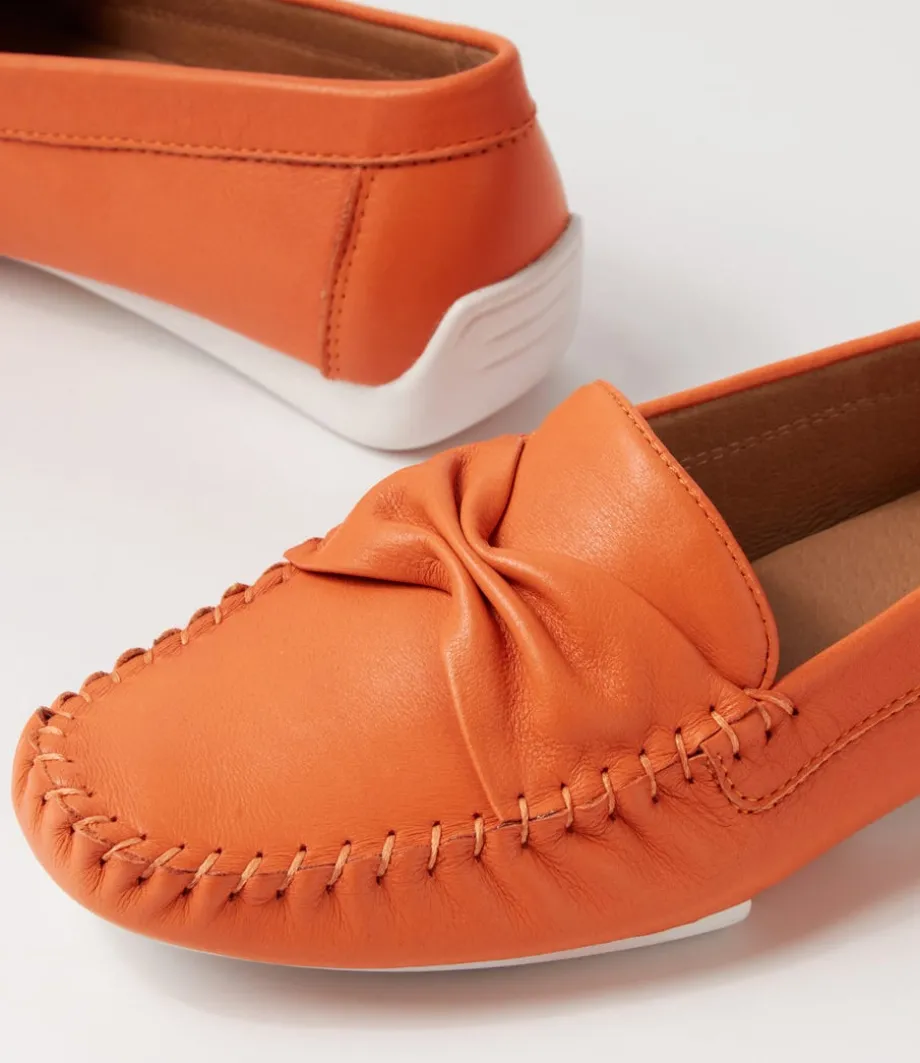Loukas Bright Orange Leather Loafers