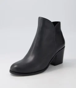 Luben W Black Leather Ankle Boots