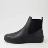 Luddey Black Leather Elastic Ankle Boots