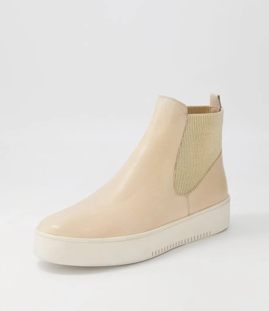 Luddey Camel Leather Elastic Ankle Boots