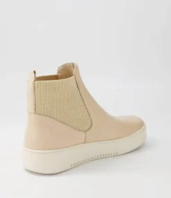 Luddey Camel Leather Elastic Ankle Boots