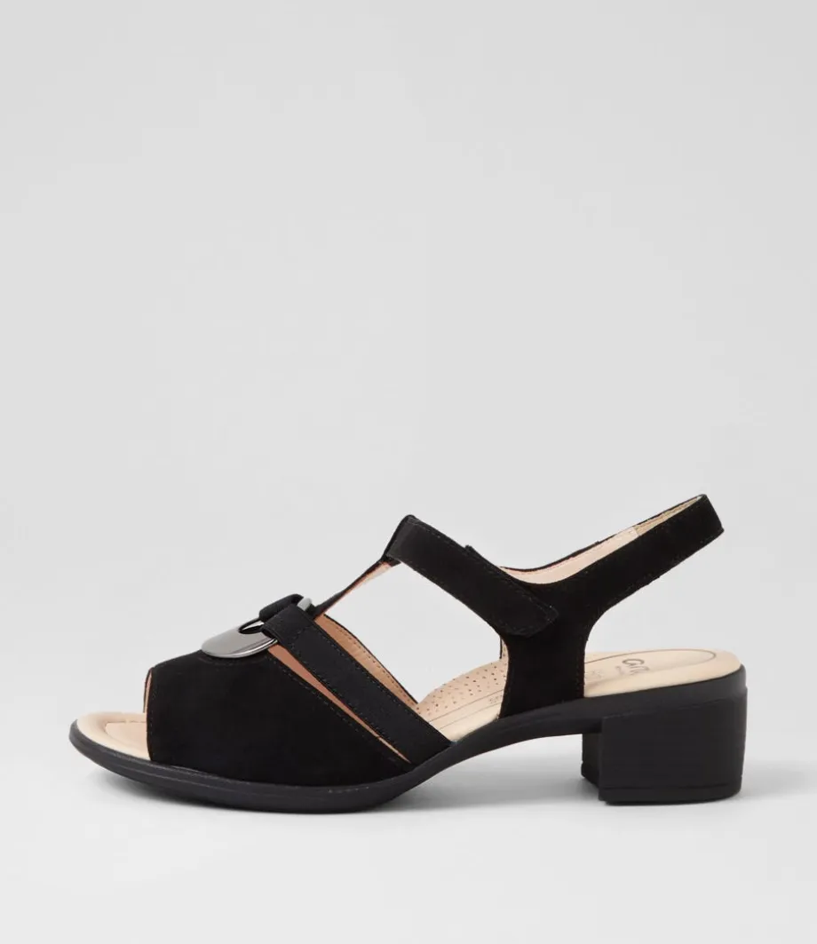 Lugano 30 Schwarz Suede Sandals