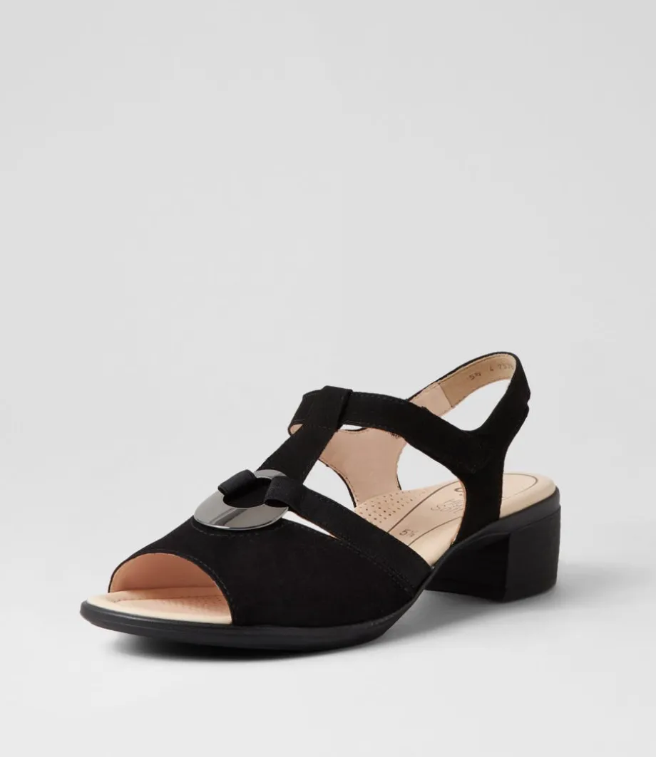Lugano 30 Schwarz Suede Sandals