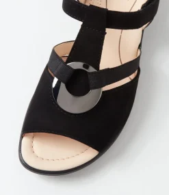Lugano 30 Schwarz Suede Sandals