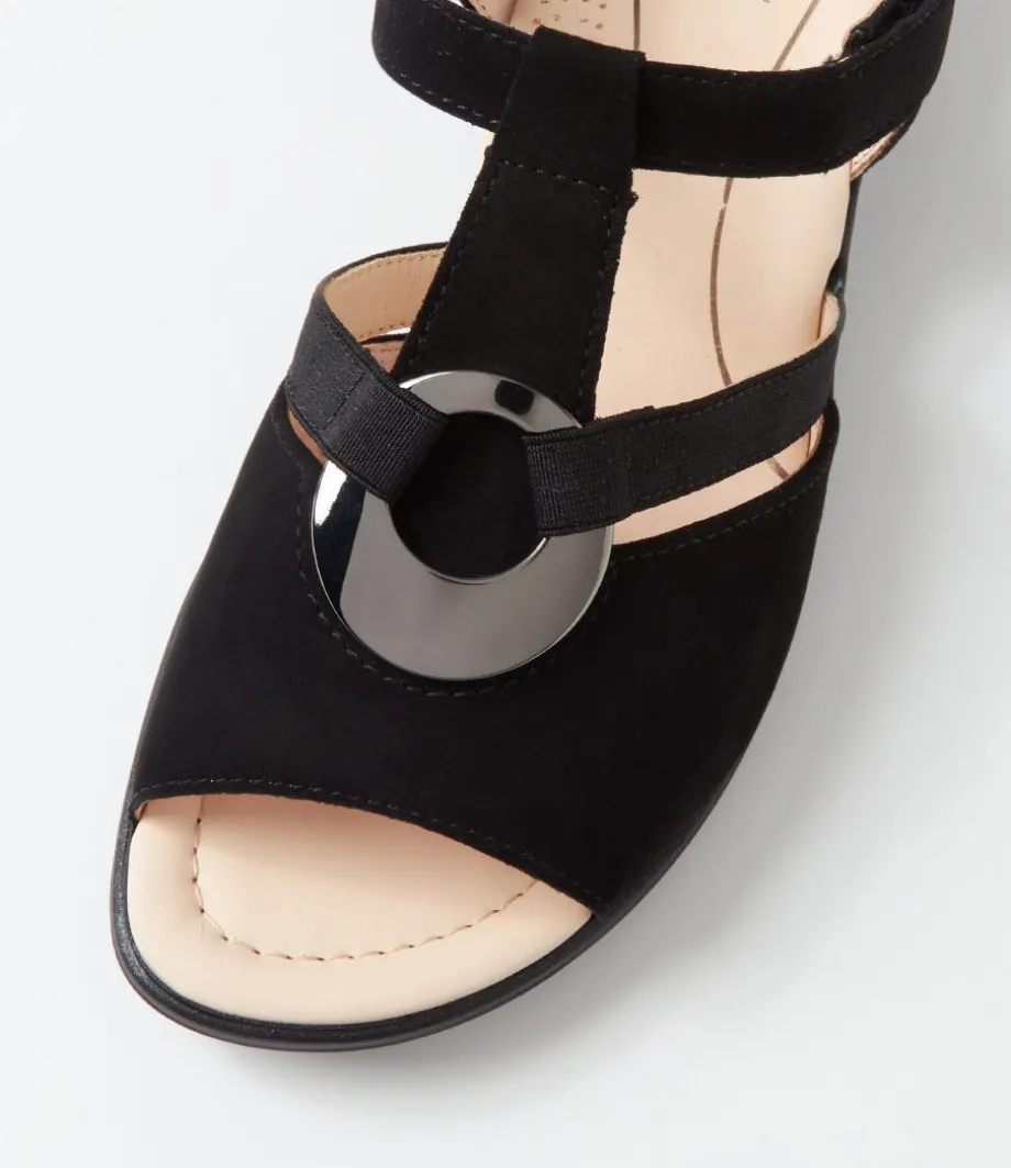 Lugano 30 Schwarz Suede Sandals