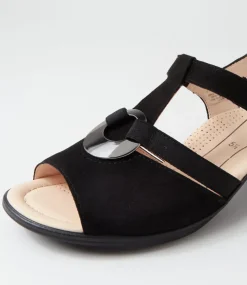 Lugano 30 Schwarz Suede Sandals
