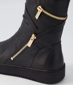 Lumbo Black Leather Ankle Boots