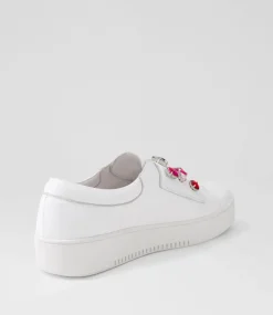 Lunit White Bright Jewels Leather Sneakers