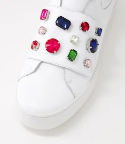 Lunit White Bright Jewels Leather Sneakers