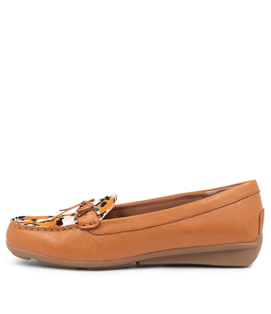 Lyins Tan Cheetah Pony Leather Flat Shoes