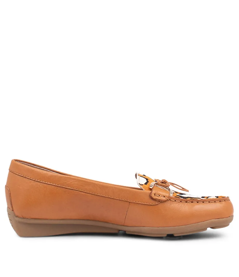 Lyins Tan Cheetah Pony Leather Flat Shoes