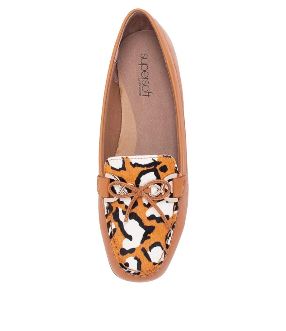 Lyins Tan Cheetah Pony Leather Flat Shoes