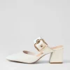 Maerys White Small Cut Leather Mules