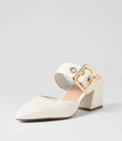 Maerys White Small Cut Leather Mules