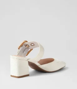 Maerys White Small Cut Leather Mules