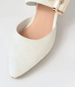 Maerys White Small Cut Leather Mules