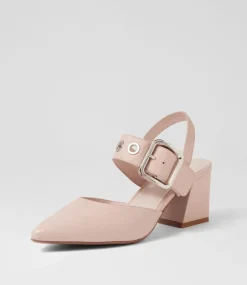 Magaly Nude Silver Buckle Leather Heels
