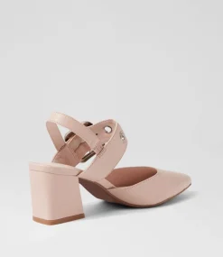 Magaly Nude Silver Buckle Leather Heels